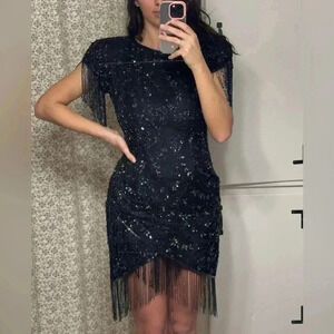 Augustus impressions silk/beaded flapper dress